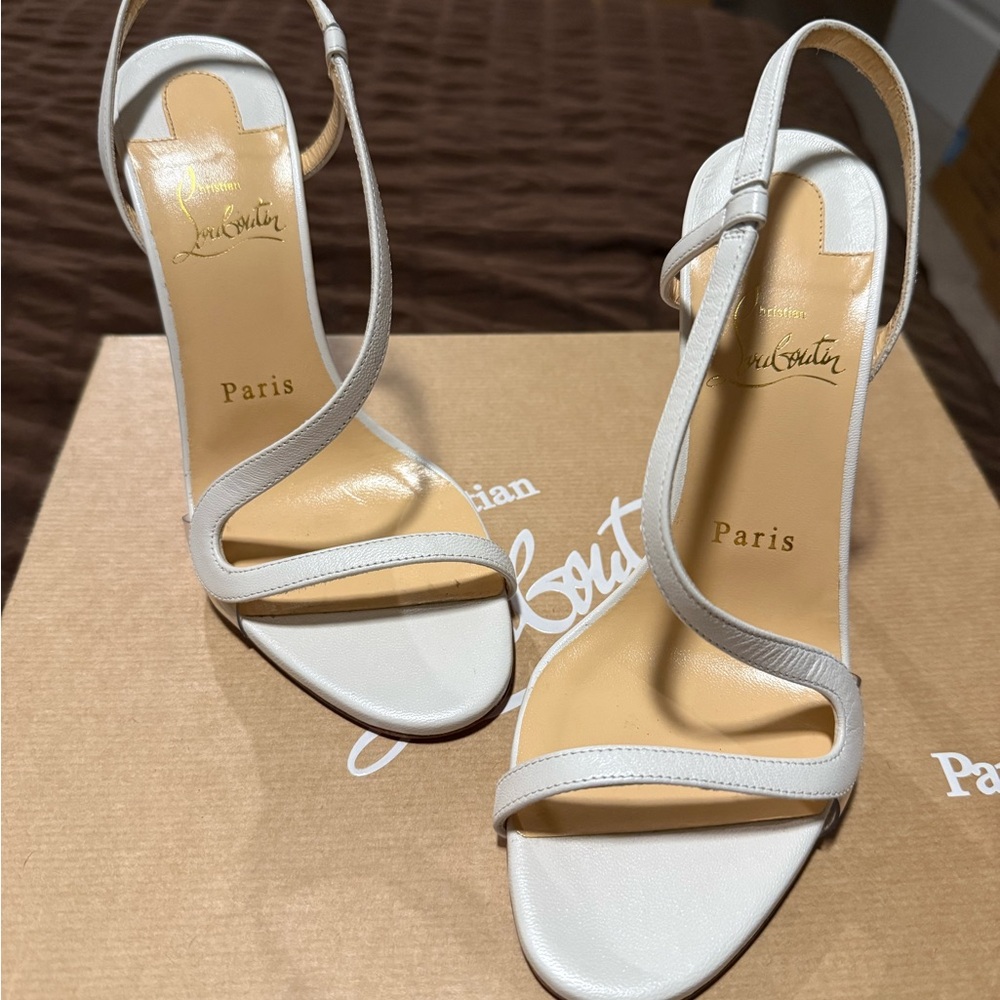 Christian Louboutin Cream Strappy Heels